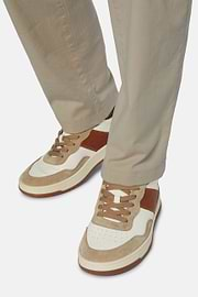 Sneaker Aus Leder In Braun Und Beige, Braun-Beige, hi-res