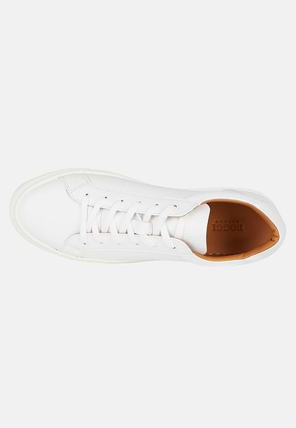 White Leather Trainers, White, hi-res