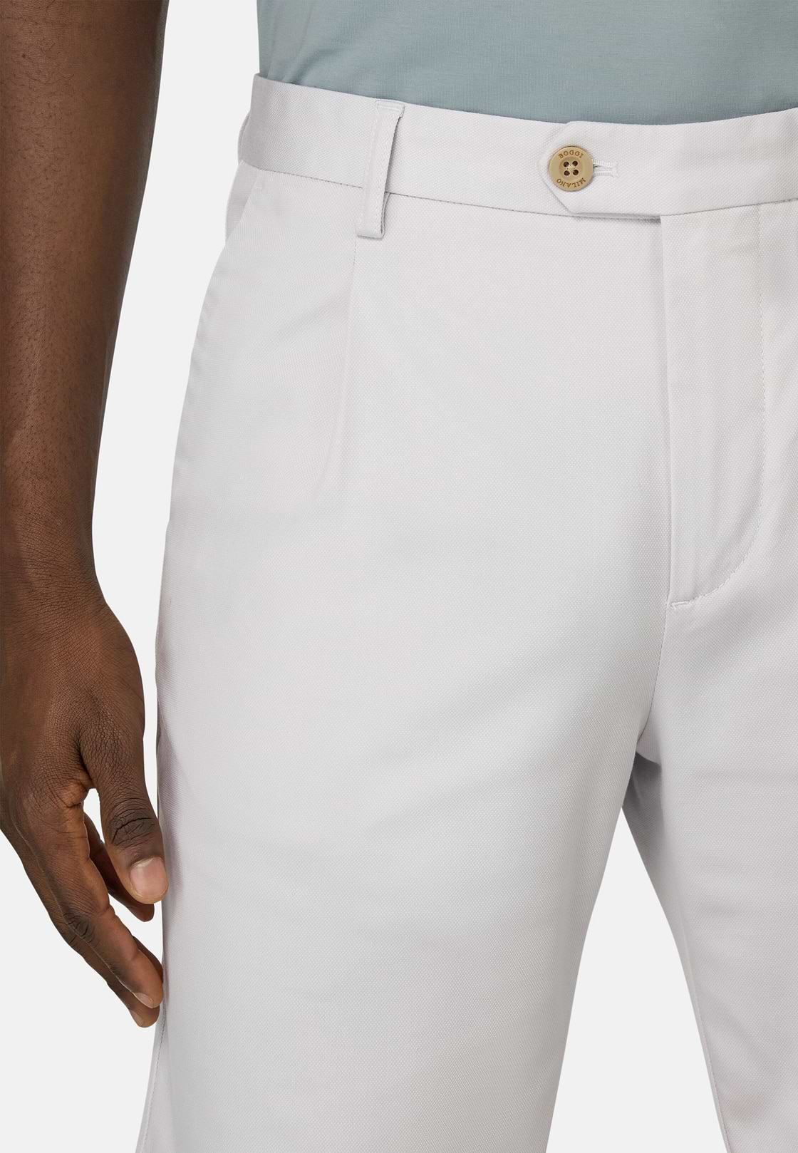 Bermuda En Coton Tencel Extensible, La glace, hi-res