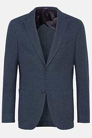 B Jersey Navy Blue Jacket in Cotton and Wool Blend, Blue, hi-res