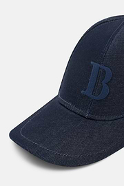 Cappello Con Visiera E Ricamo In Cotone, Blu, thumb, 2
