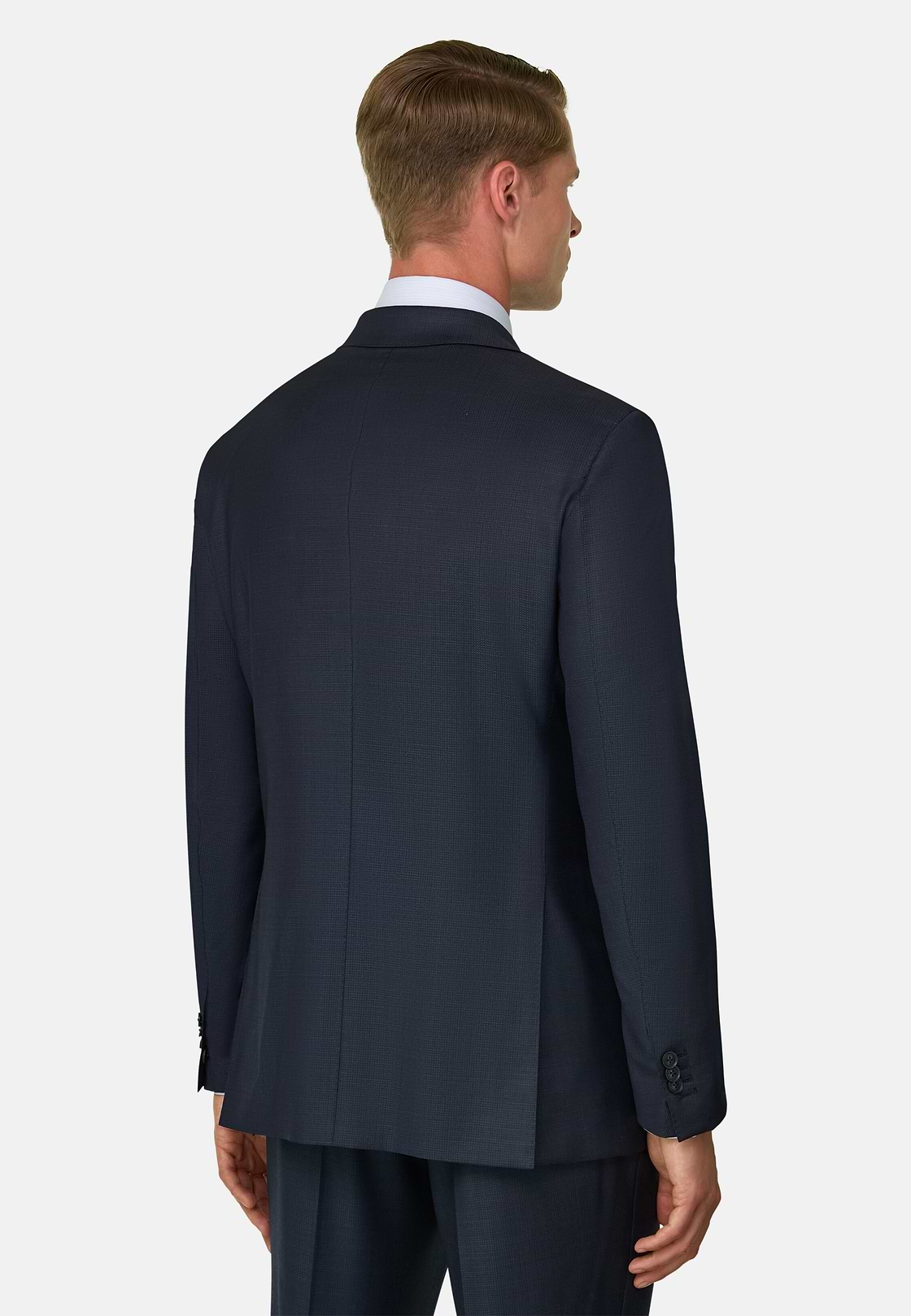 Double-Breasted Pattern Wool Suit, Navy blue, hi-res, 5