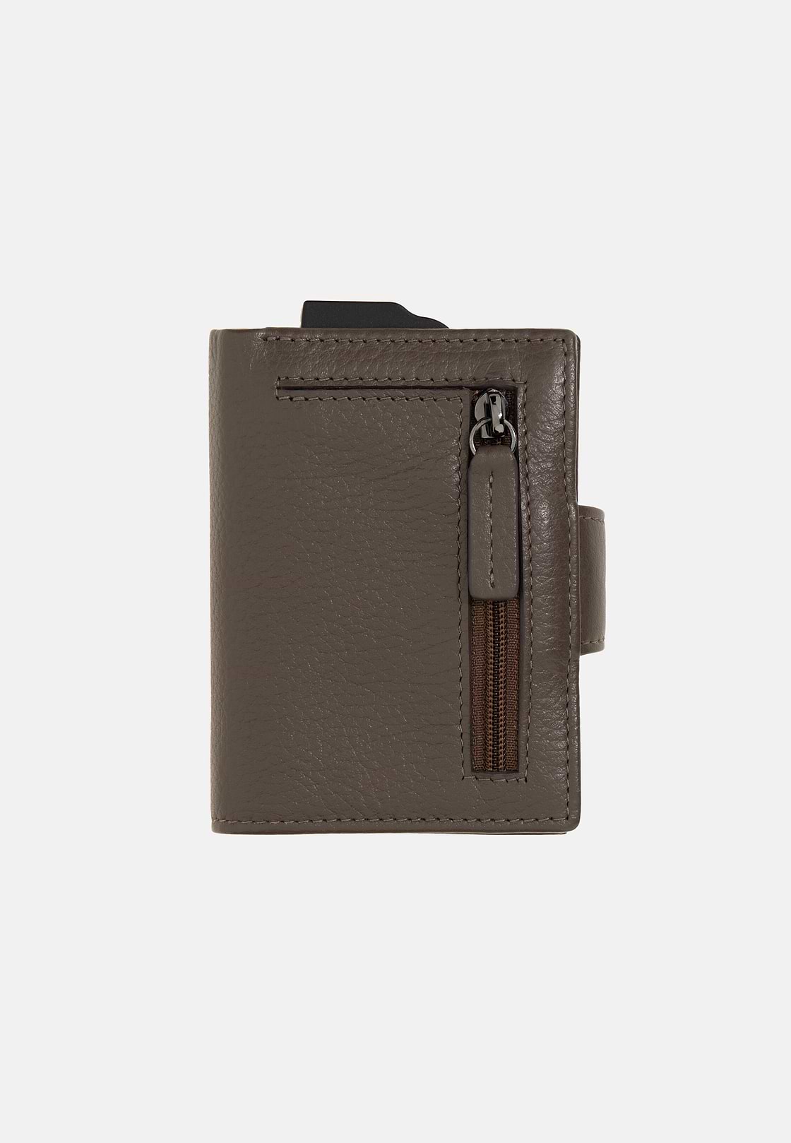 Leather Credit Card Holder, Taupe, hi-res