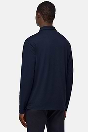S.Cafè® High-Performance Piqué Polo Shirt, Navy blue, hi-res