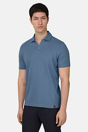 Polo In Cotone Pima, Azzurro, thumb, 1