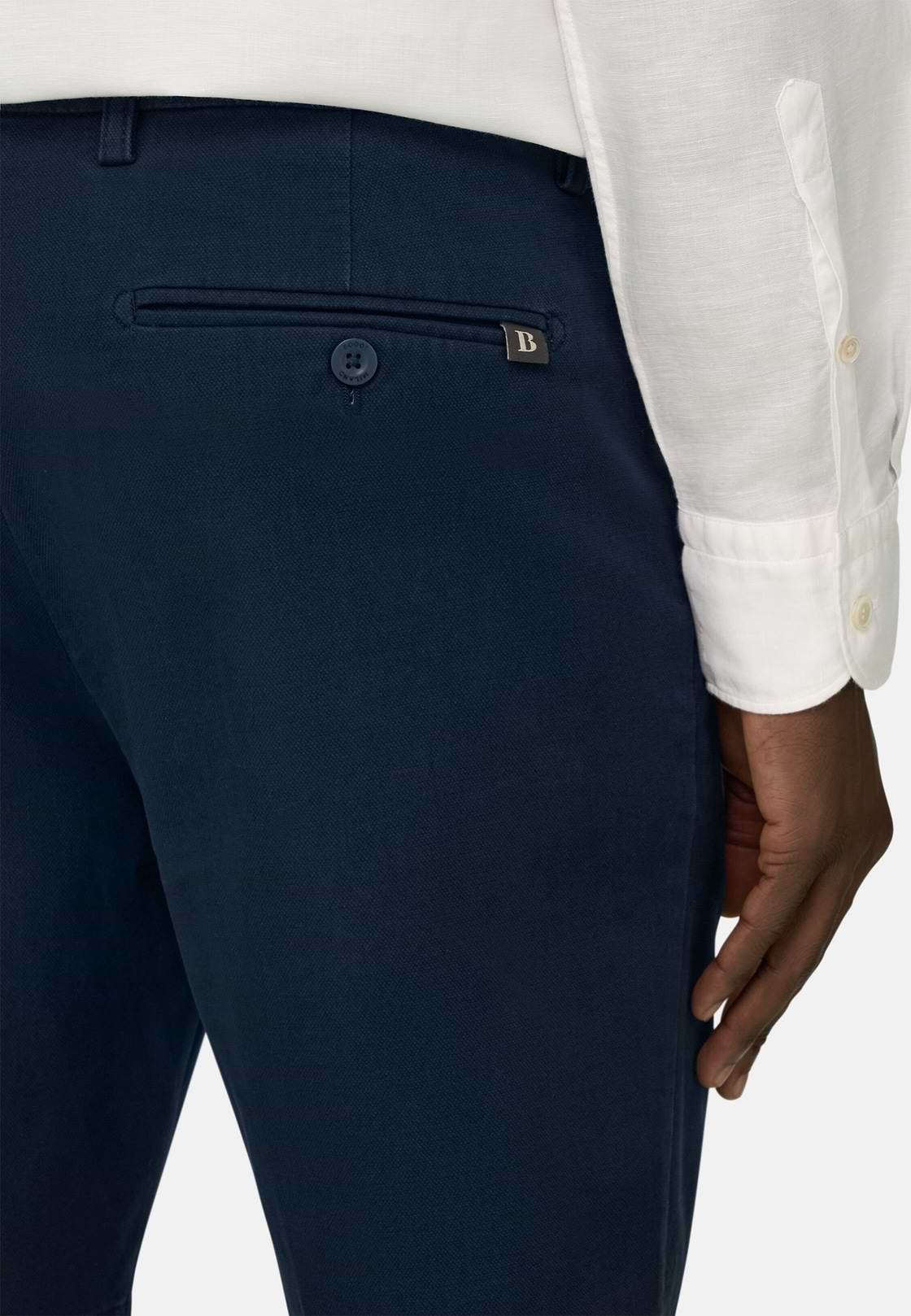 Bermudahose Aus Elastischem Tencel, Navy blau, hi-res, 5
