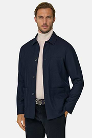 Shacket in Diagonal Wool, Navy blue, thumb, 1