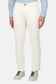Jeans In Cotone Tencel, Bianco, thumb, 1