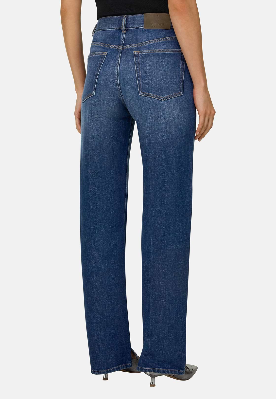Cotton Denim Jeans, Medium Blue, hi-res, 3