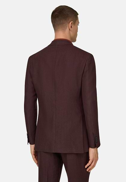 Pure Linen Suit, Burgundy, hi-res