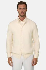 Vest Col in Wol Cashmere, Offwhite, thumb, 1