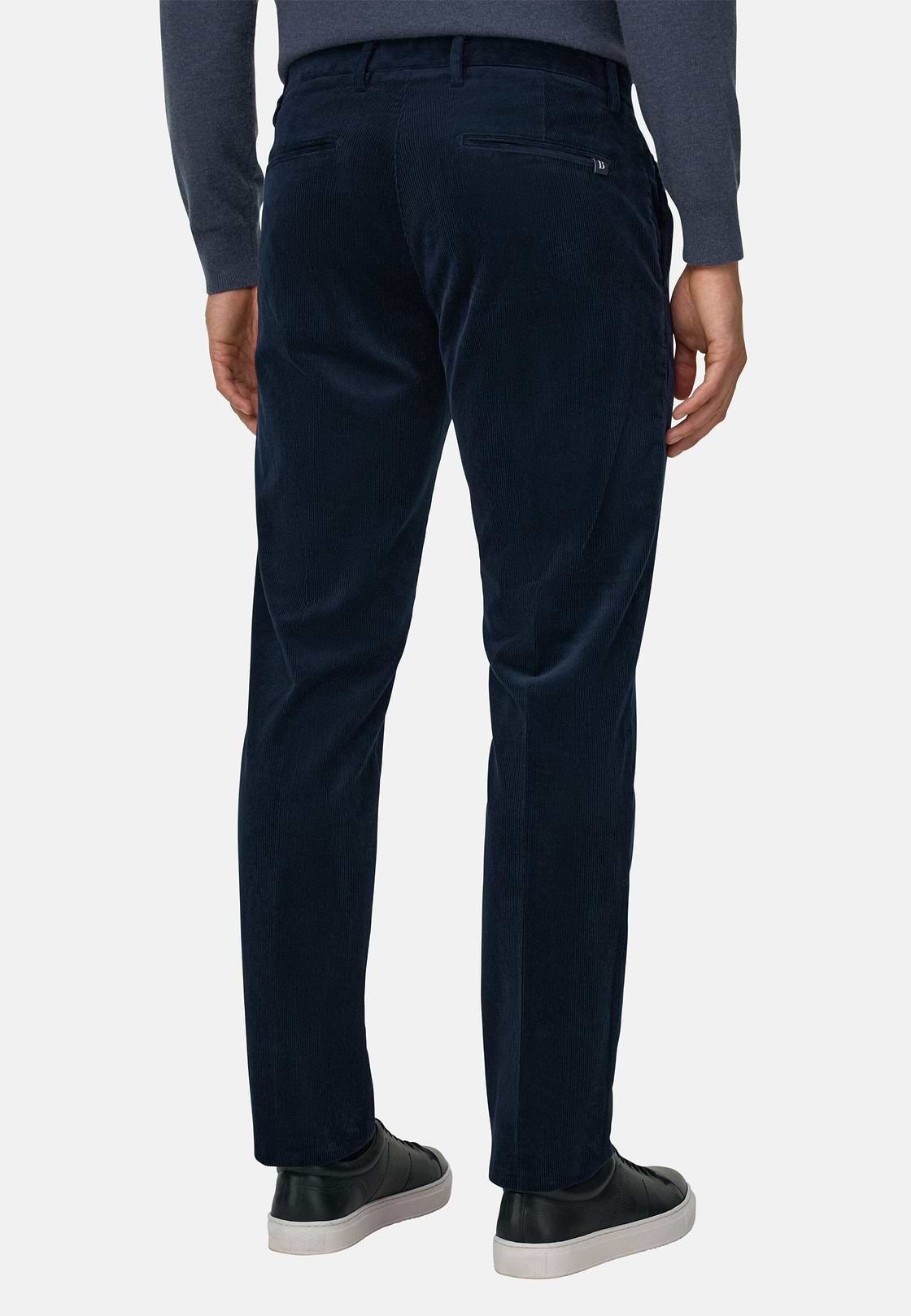 Trousers in Stretch Velvet, Navy blue, hi-res, 5