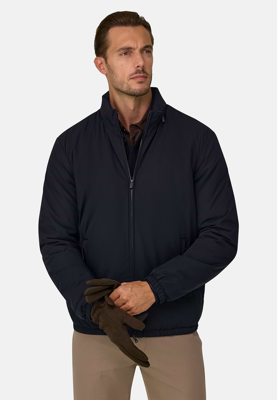 Blusão Bomber Acolchoado em Tecido Técnico B Tech, Navy blue, hi-res