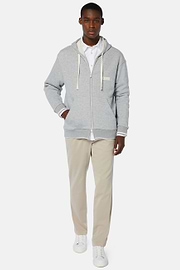 Felpa Full Zip B939 In Misto Cotone Nylon, Grigio, hi-res