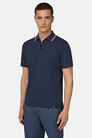 Supima Interlock Half Zip Polo, Navy blue, thumb, 2