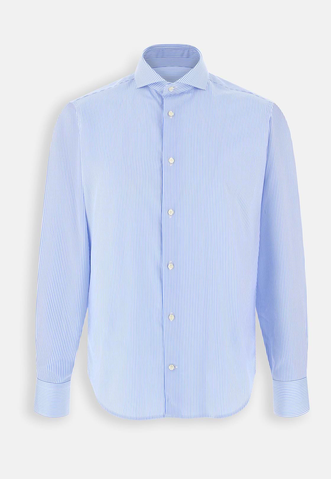 Overhemd Gestreept Twill Katoen Slim Fit, Light Blue, hi-res, 7