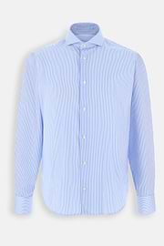 Overhemd Gestreept Twill Katoen Slim Fit, Light Blue, thumb, 7