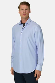 Overhemd Visgraat in Elastisch Nylon Slim Fit B Tech, Light Blue, thumb, 1