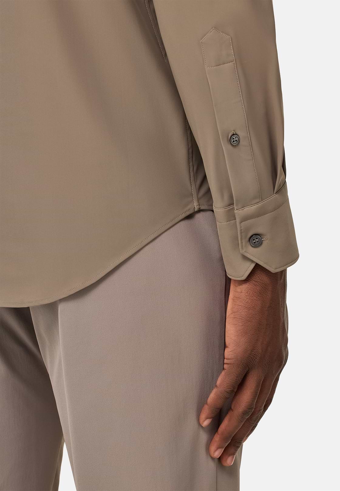 Slim Fit Stretch Nylon Shirt, Taupe, hi-res