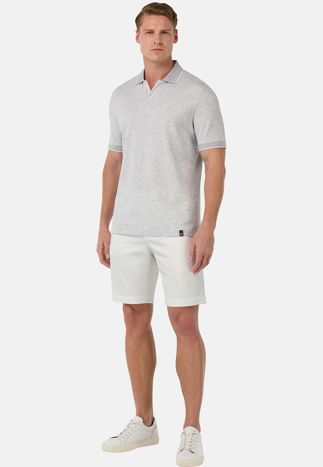 Bermuda En Coton Tencel Extensible, Blanc, hi-res