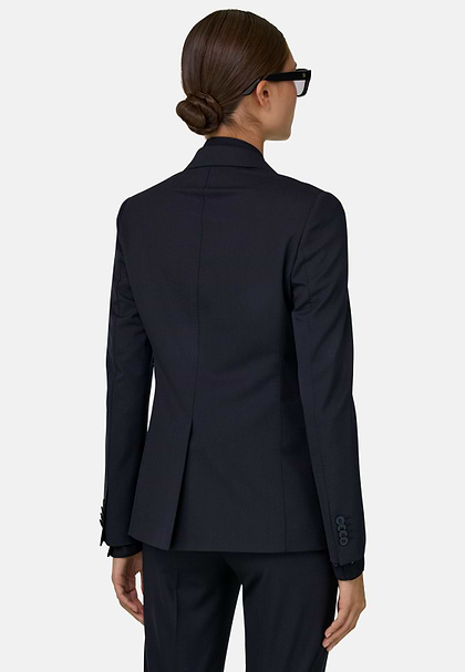 Marynarka Jednorzędowa z Mieszaniny Wełny, Navy blue, hi-res