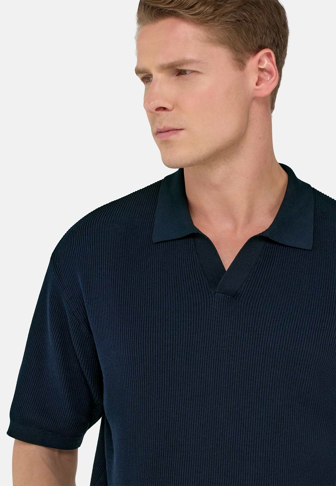Polo Di Maglia In Cotone Seta, Navy, hi-res