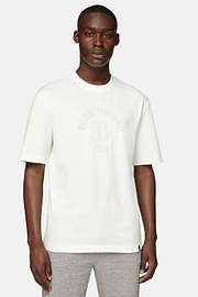 T-Shirt in Misto Cotone Organico, Bianco, hi-res