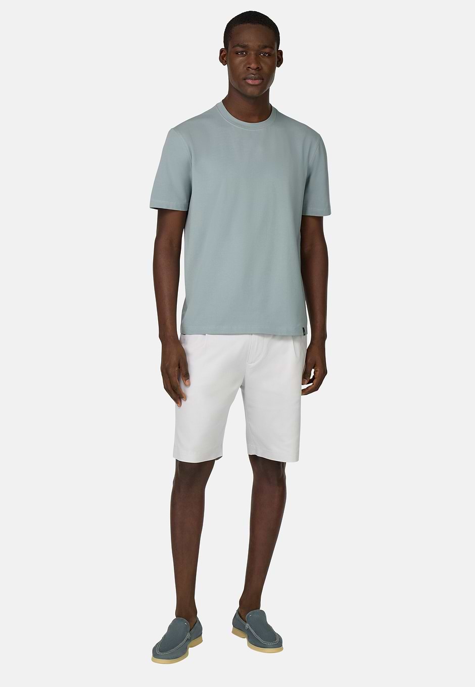 T-Shirt In Stretch Supima Cotton, Light Green, hi-res