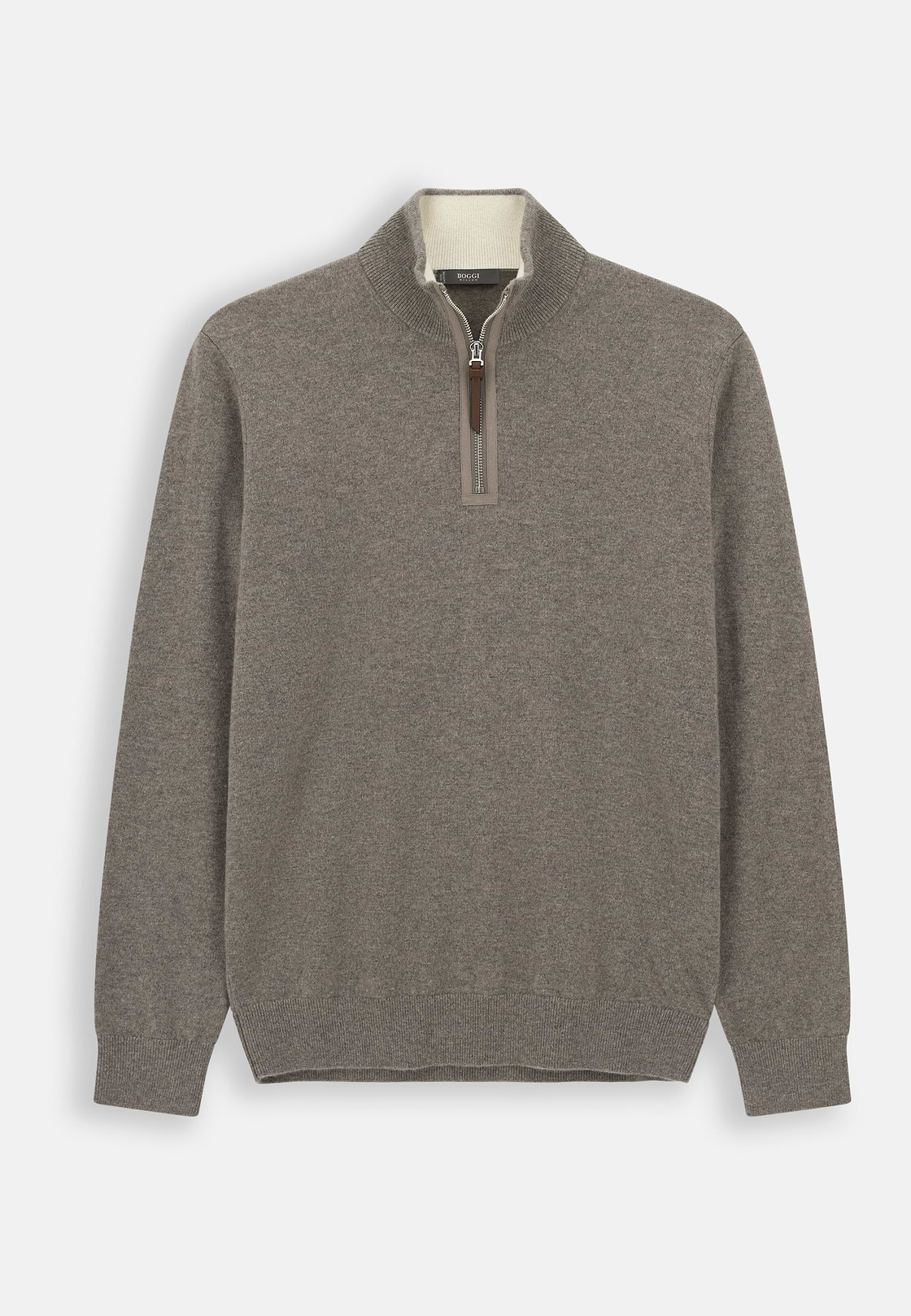 Quarter-Zip Jumper in Cashmere, Taupe, hi-res, 5