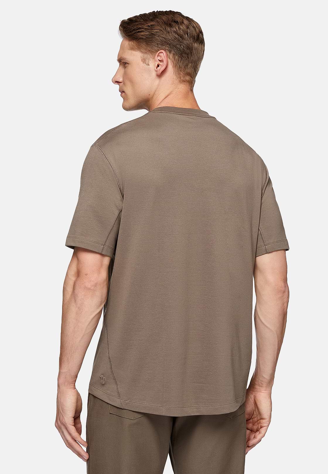 T-Shirt In Piquè Performante, Marrone, hi-res