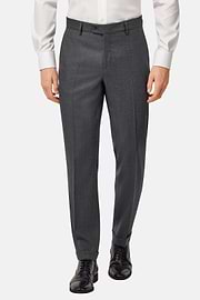Pure Wool Bird's Eye Trousers, Medium grey, hi-res