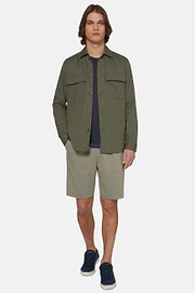 Cotton and Linen Link Shirt Jacket, Military Green, hi-res