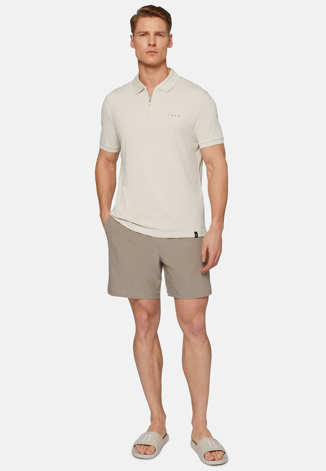 High-Performance Piqué Polo Shirt, Sand, hi-res