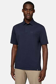 Polo Shirt In Stretch Supima Cotton, Regular, Navy blue, hi-res