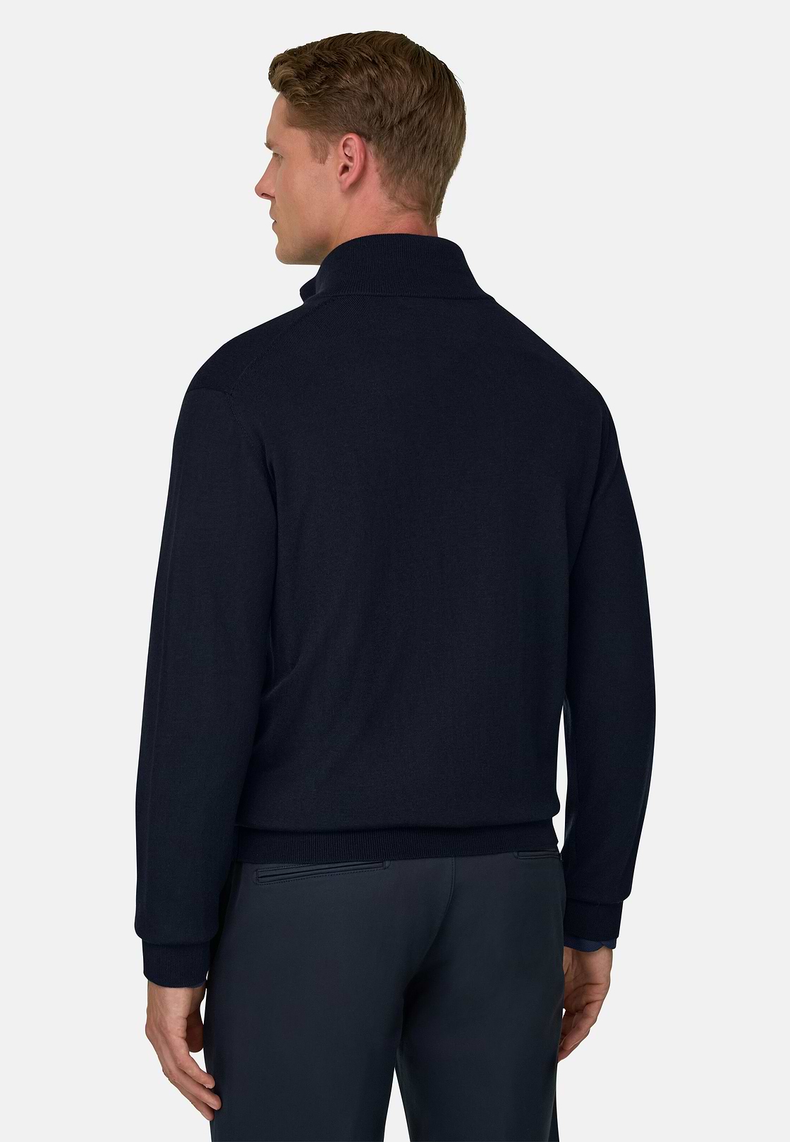 Full-Zip-Pullover aus extrafeiner Merinowolle, Navy blau, hi-res, 4
