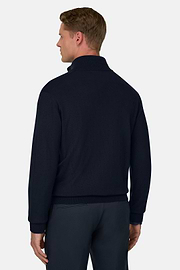 Full-Zip-Pullover aus extrafeiner Merinowolle, Navy blau, thumb, 4