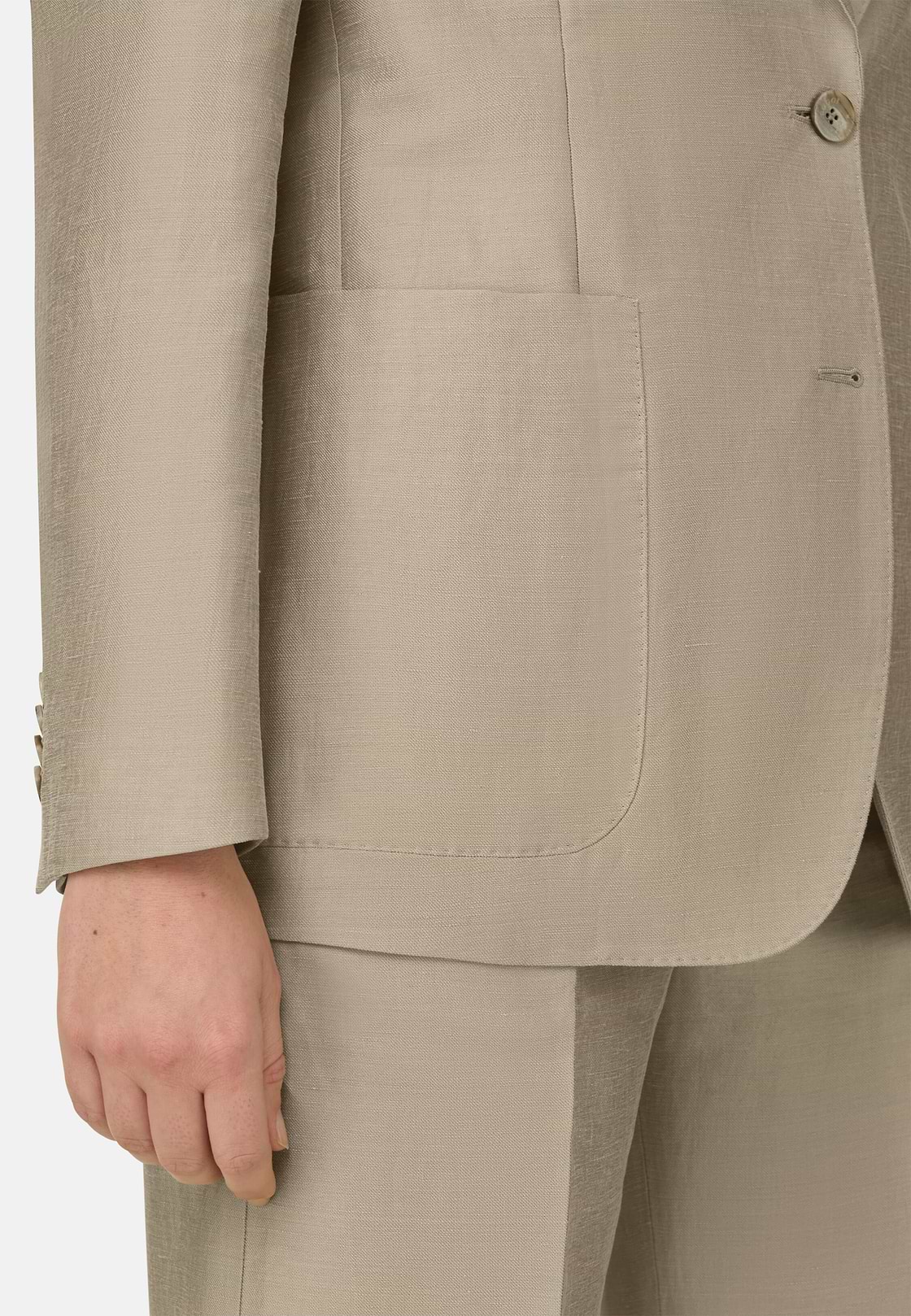 Linen Blend Jacket, Beige, hi-res, 4