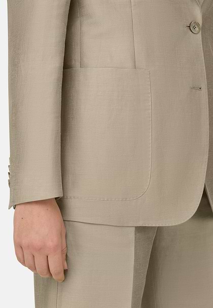 Linen Blend Jacket, Beige, hi-res