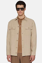 Sand Linen Camp Overshirt, Sand, hi-res