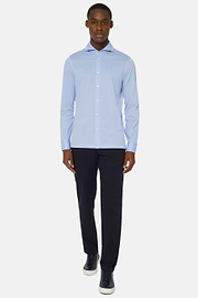 Slim Fit Polo Shirt in Filo Di Scozia Pique, Light Blu, hi-res