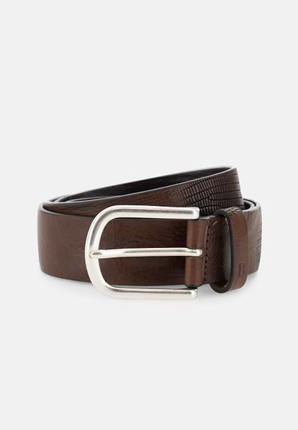 Belt Printed Leather, Dark brown, hi-res
