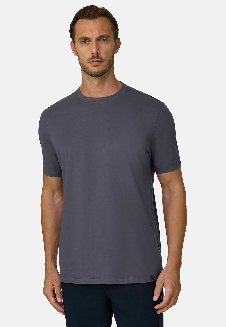 Camiseta en Jersey de Algodón Supima Elástico, Gris oscuro, hi-res