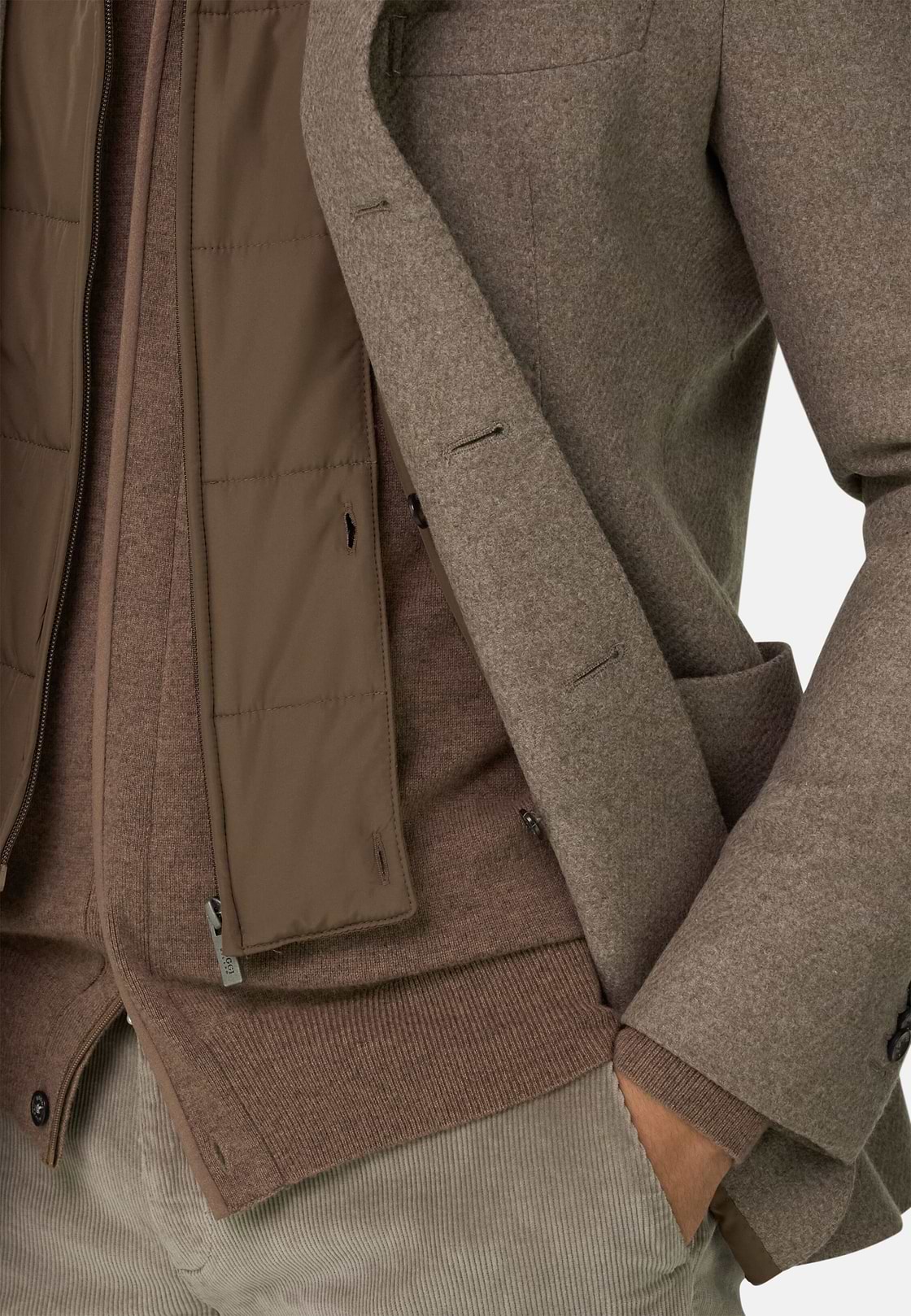 Blazer in Wool Blend with Removable Bib, Taupe, hi-res, 4