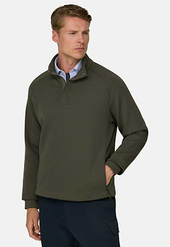 Felpa Mezza Zip in Misto Cotone Scuba B Tech