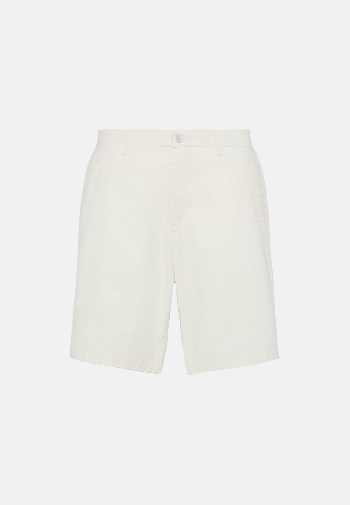 Cotton Linen Bermuda Shorts, White, hi-res