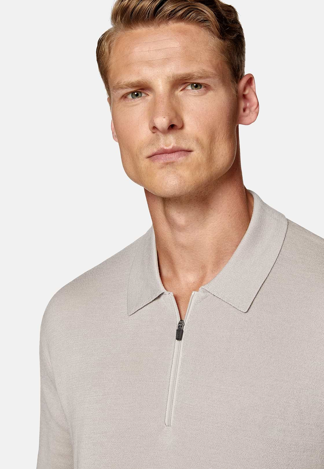 Sand Merino Wool Tech Polo Shirt, Sand, hi-res