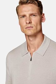 Sand Merino Wool Tech Polo Shirt, Sand, hi-res