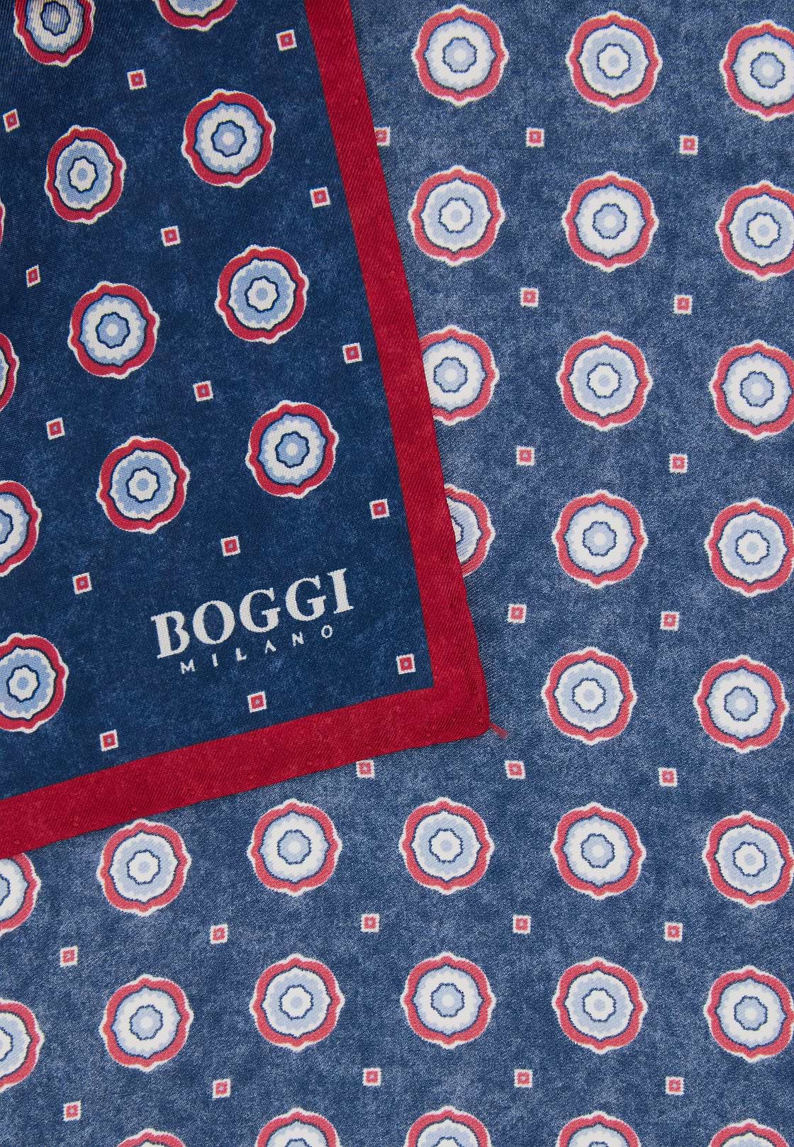 Pochette Motivo Medaglioni In Seta, Navy, hi-res