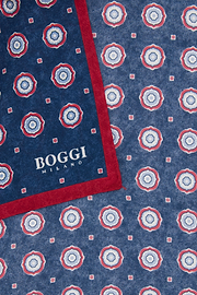 Pochette Motivo Medaglioni In Seta, Navy, hi-res