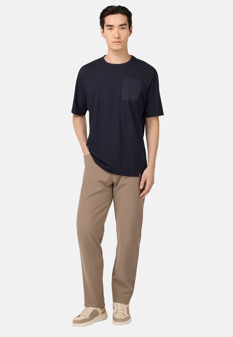 Cool Jade Piqué T-Shirt With Pocket, Navy blue, hi-res